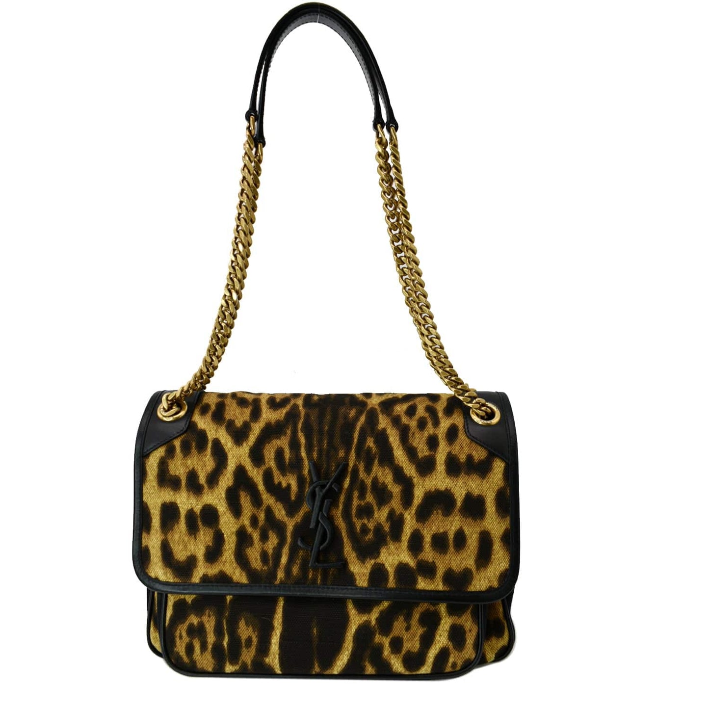 YSL Saint Laurent Saint Niki Leopard Print Shoulder Bag Multicolor Leather Medium
