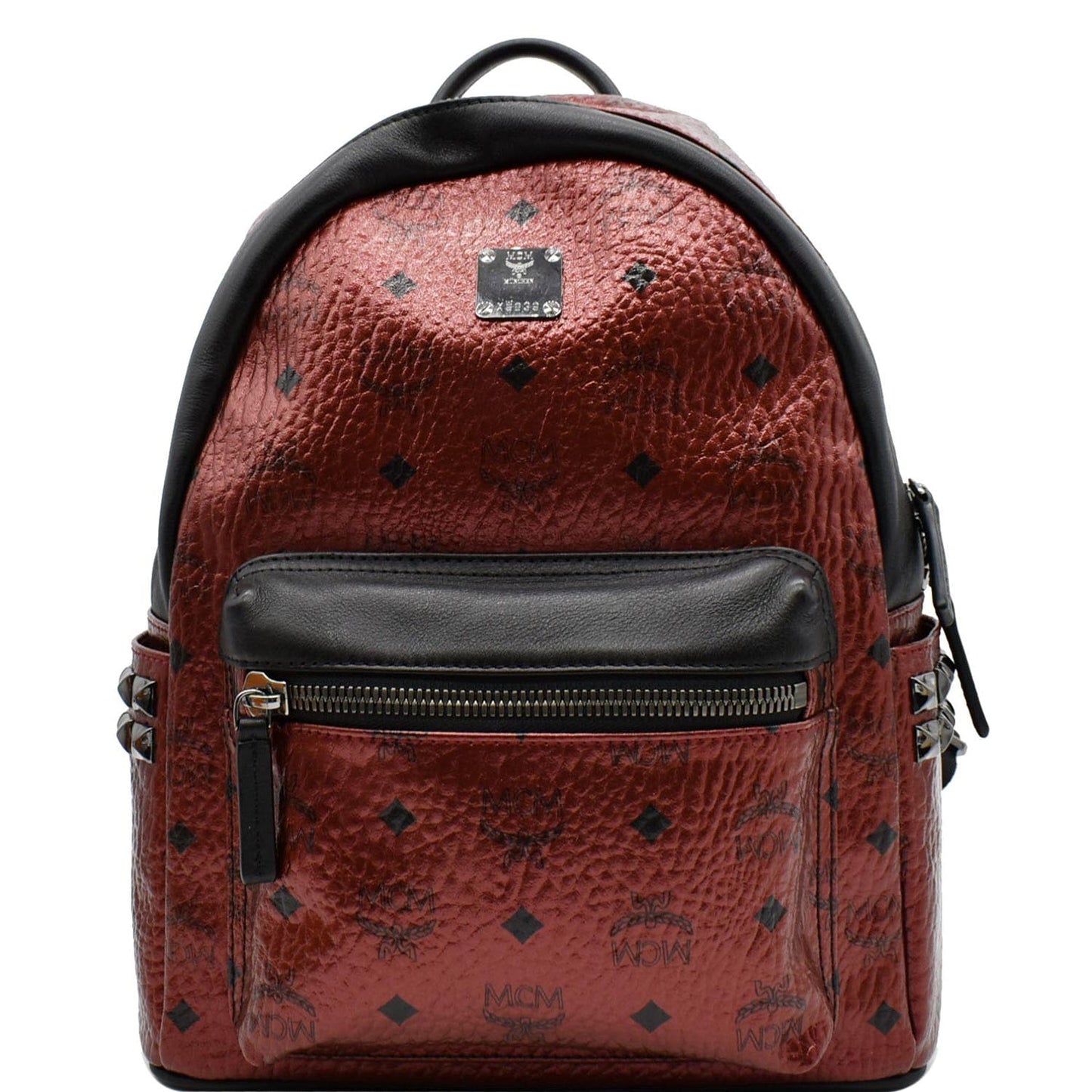 MCM Stark Visetos Backpack Bag Metallic Red Small