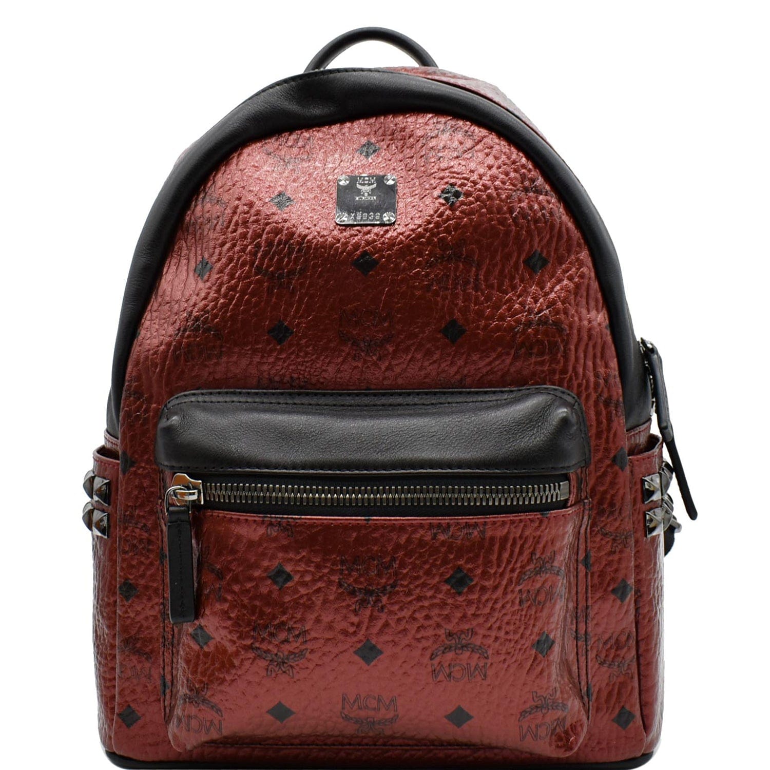 MCM Stark Visetos Backpack Bag Metallic Red Small