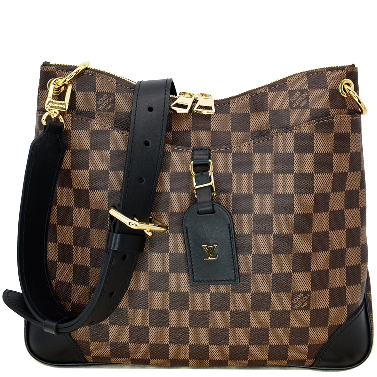 Louis Odeon Nm Mm Damier Ebene Shoulder Black Brown Shoulder Bag