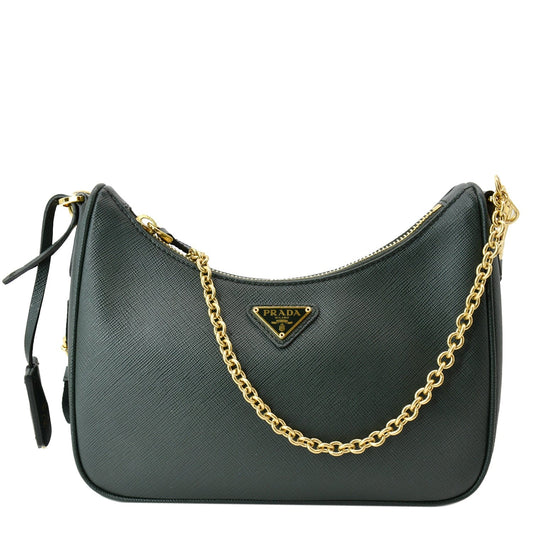 Prada Re Edition Saffiano Shoulder Bag Emerald Leather Green