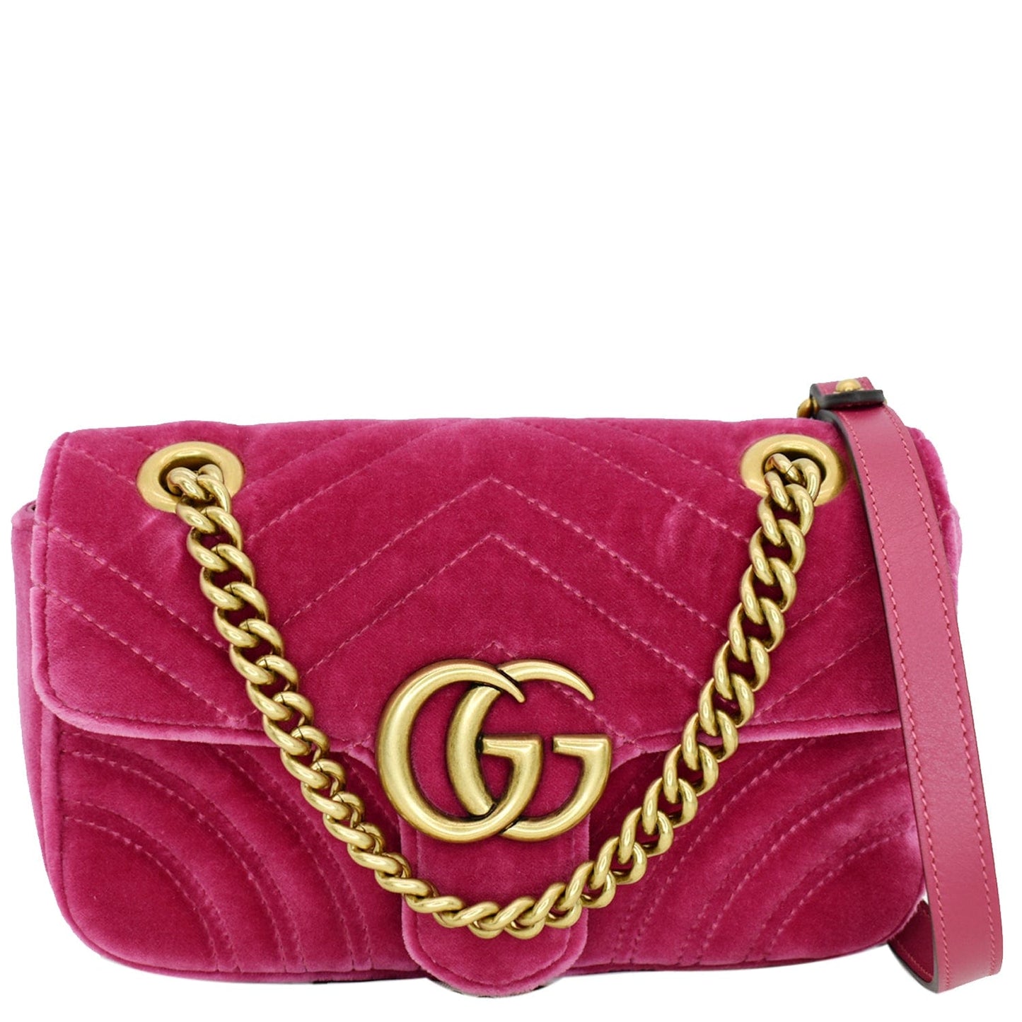 Gucci Marmont Velvet Shoulder Crossbody Bag Pink Mini