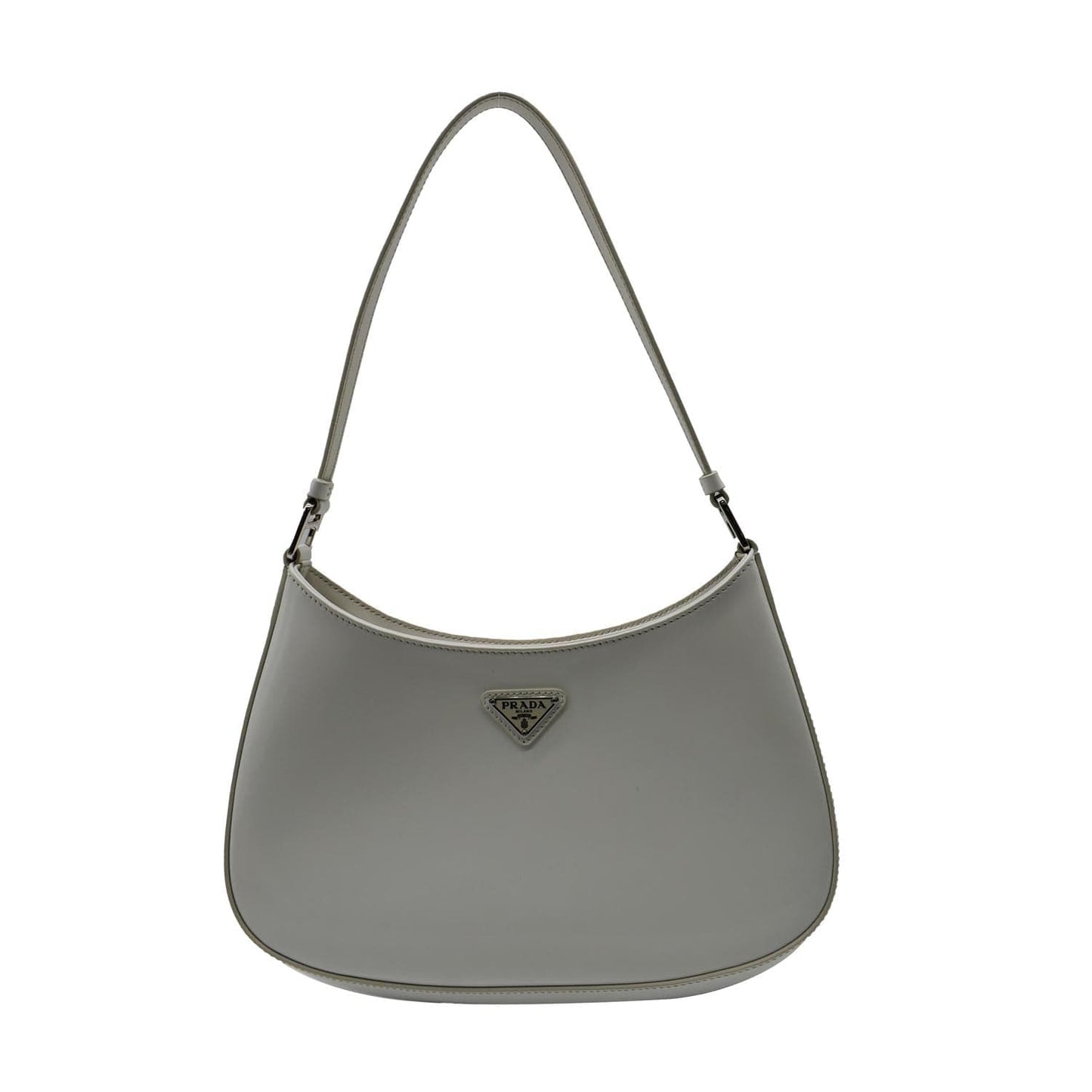 Prada Cleo Brushed Shoulder Bag Leather White