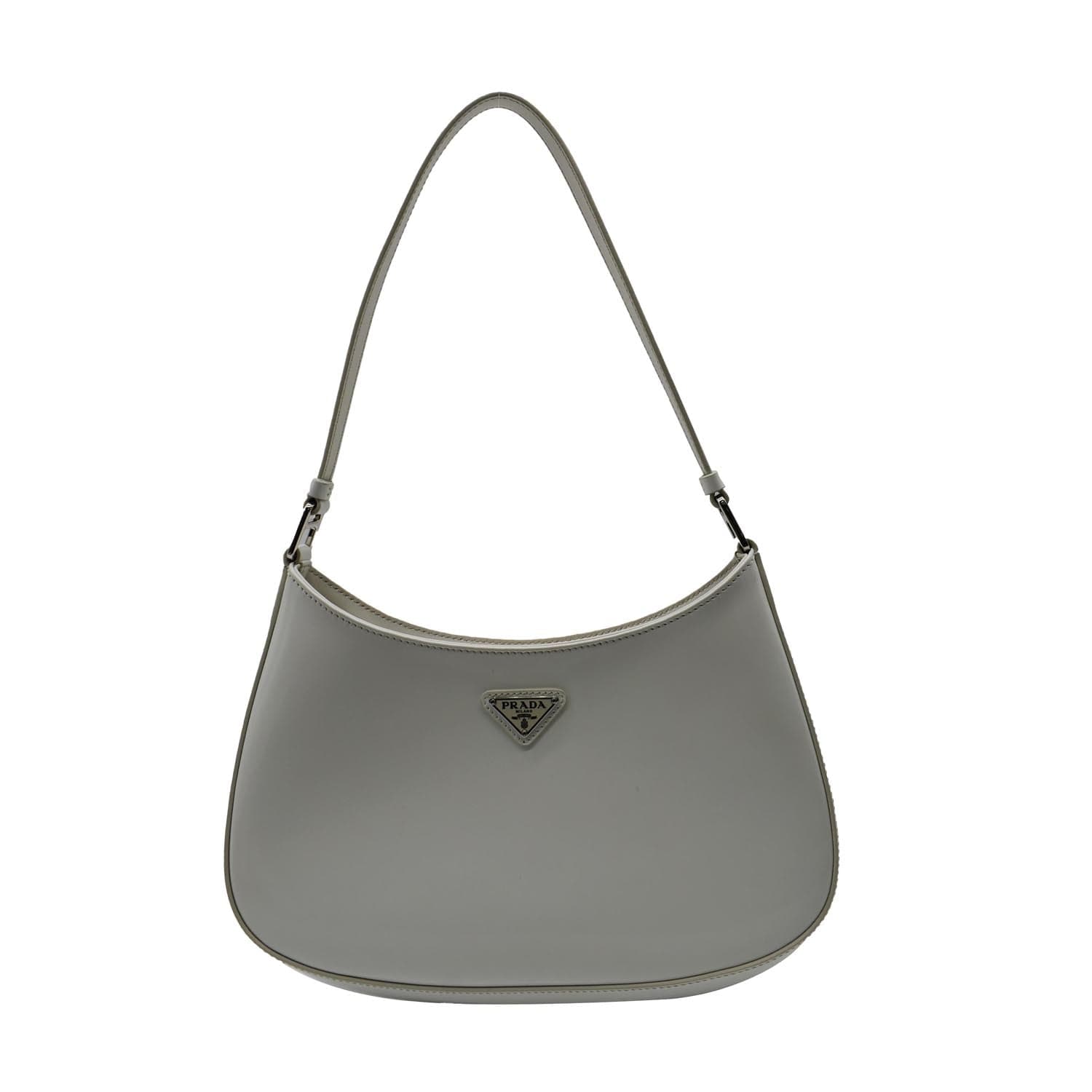 Prada Cleo Brushed Shoulder Bag Leather White