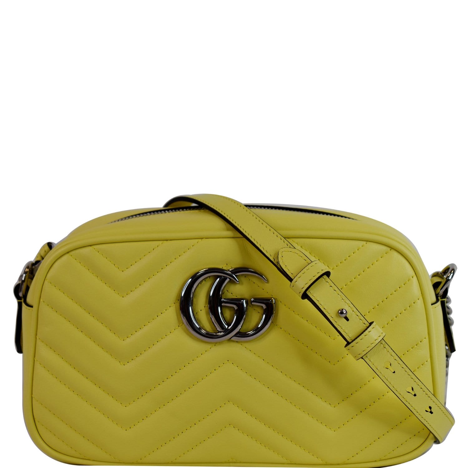 Gucci Marmont Crossbody Bag Pastel Yellow Leather Matelasse