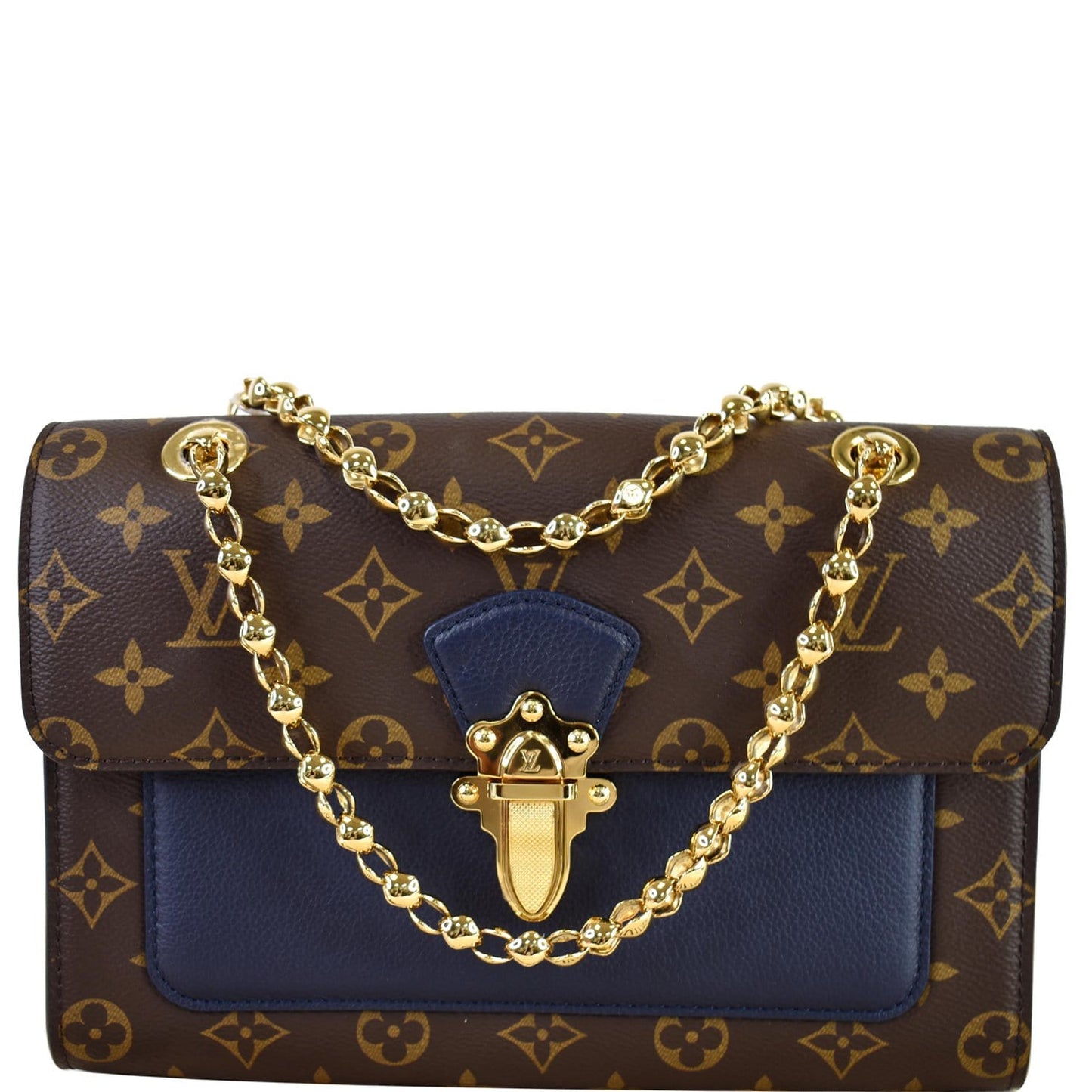 Louis Victoire Crossbody Bag Navy Canvas Monogram