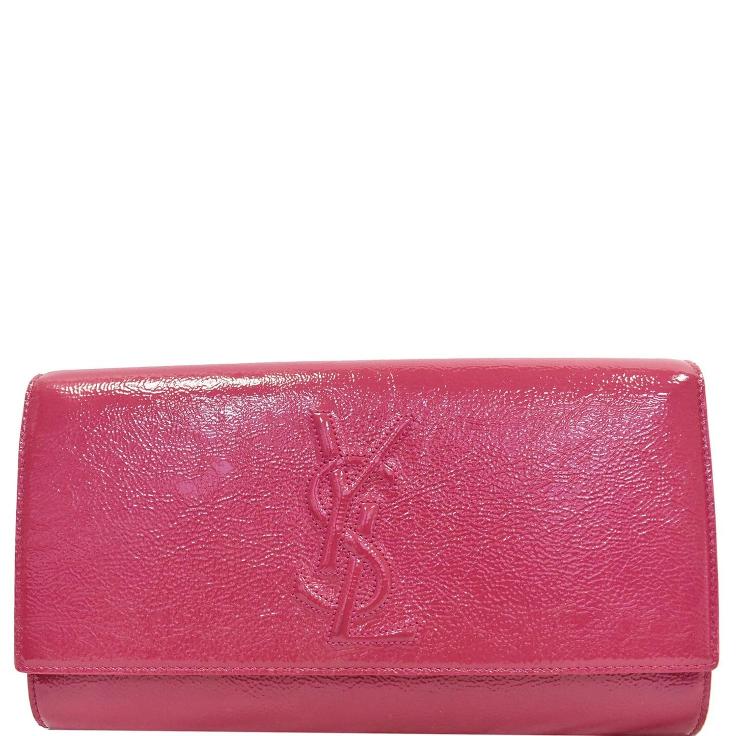YSL Saint Laurent Saint Belle De Jour Patent Clutch Bag Leather Pink