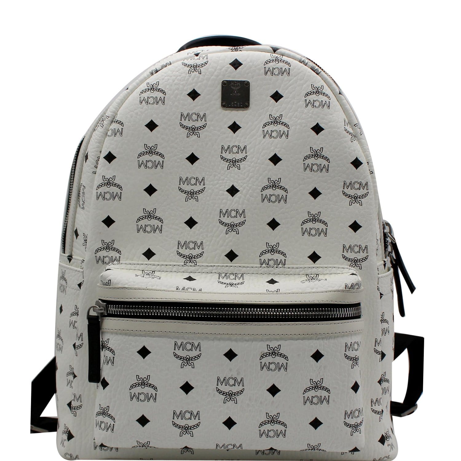 MCM Stark Visetos Coated Backpack Bag Canvas White