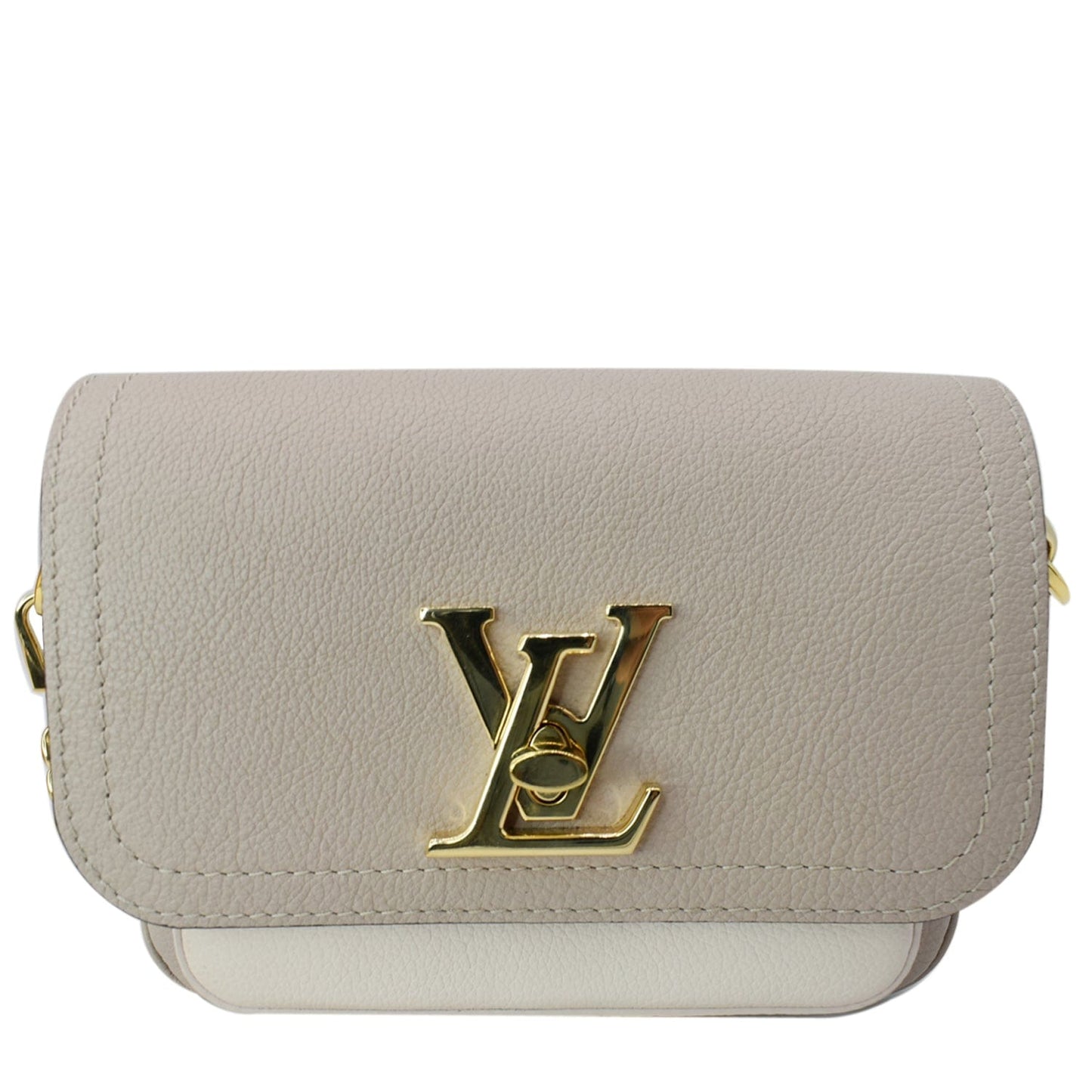Louis Lockme Tender Grained Shoulder Bag Greige Leather