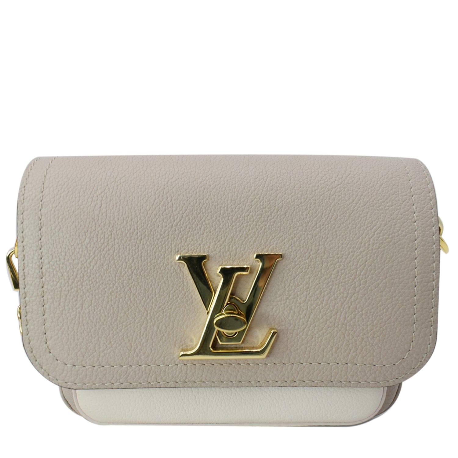 Louis Lockme Tender Grained Shoulder Bag Greige Leather