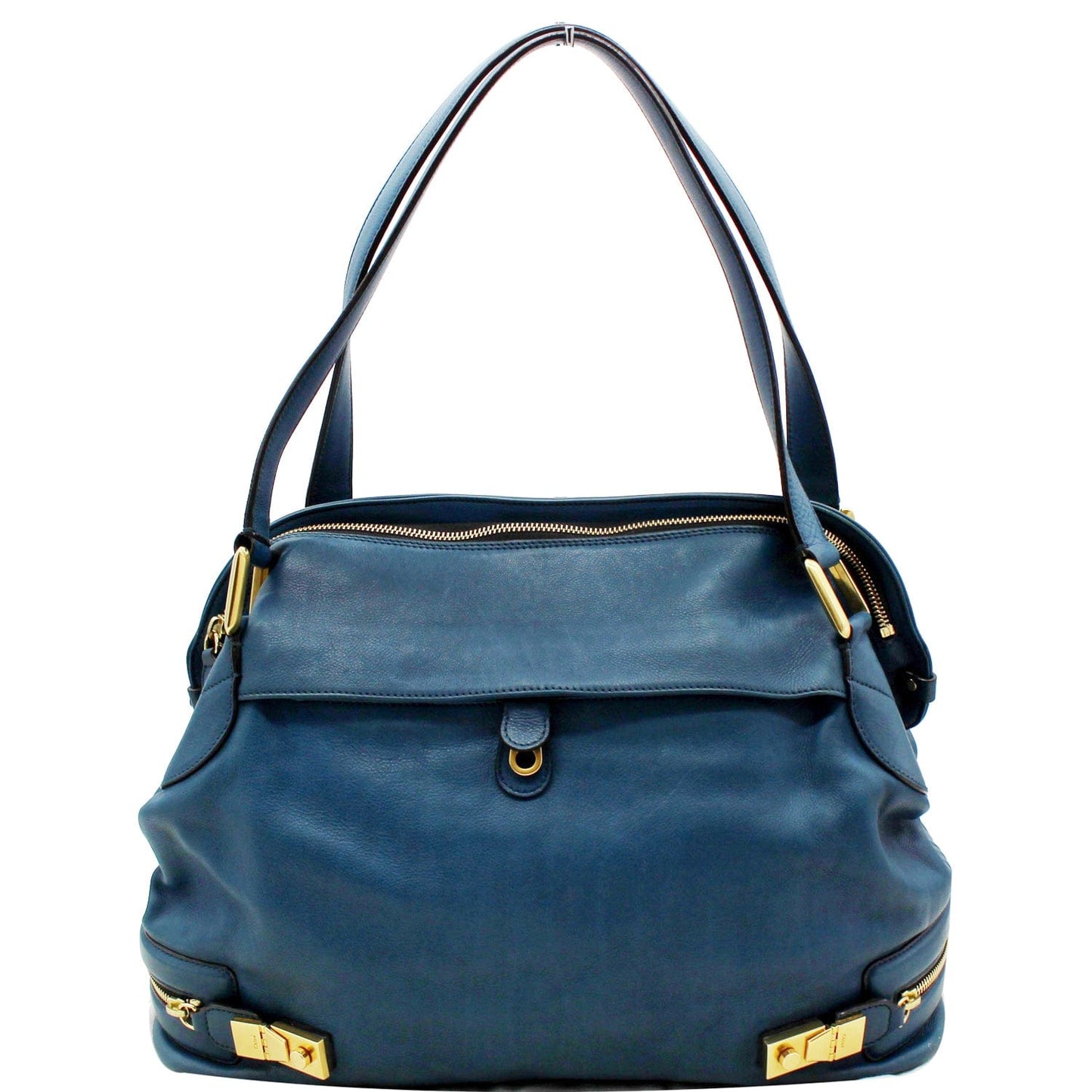 Chloe Cary Zipped Tote Bag Leather Blue