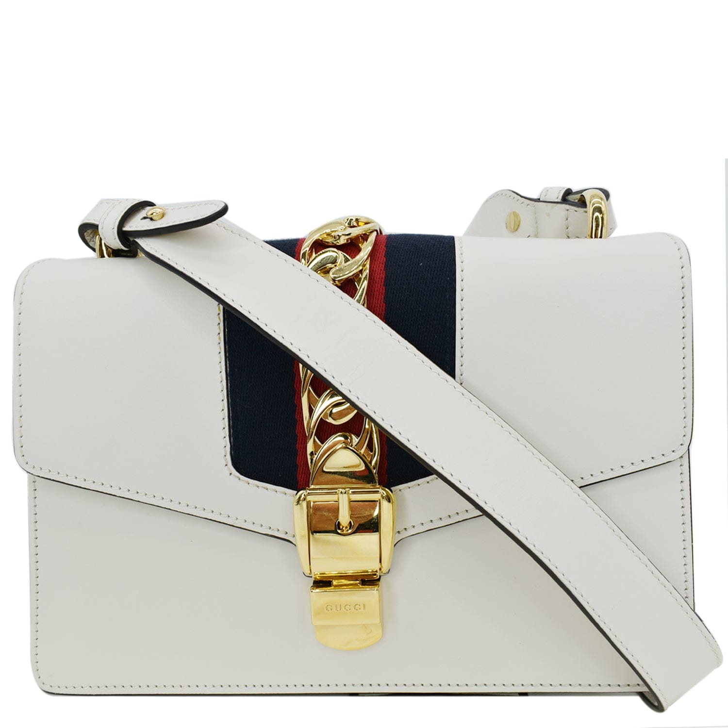 Gucci Sylvie Shoulder Bag Leather White