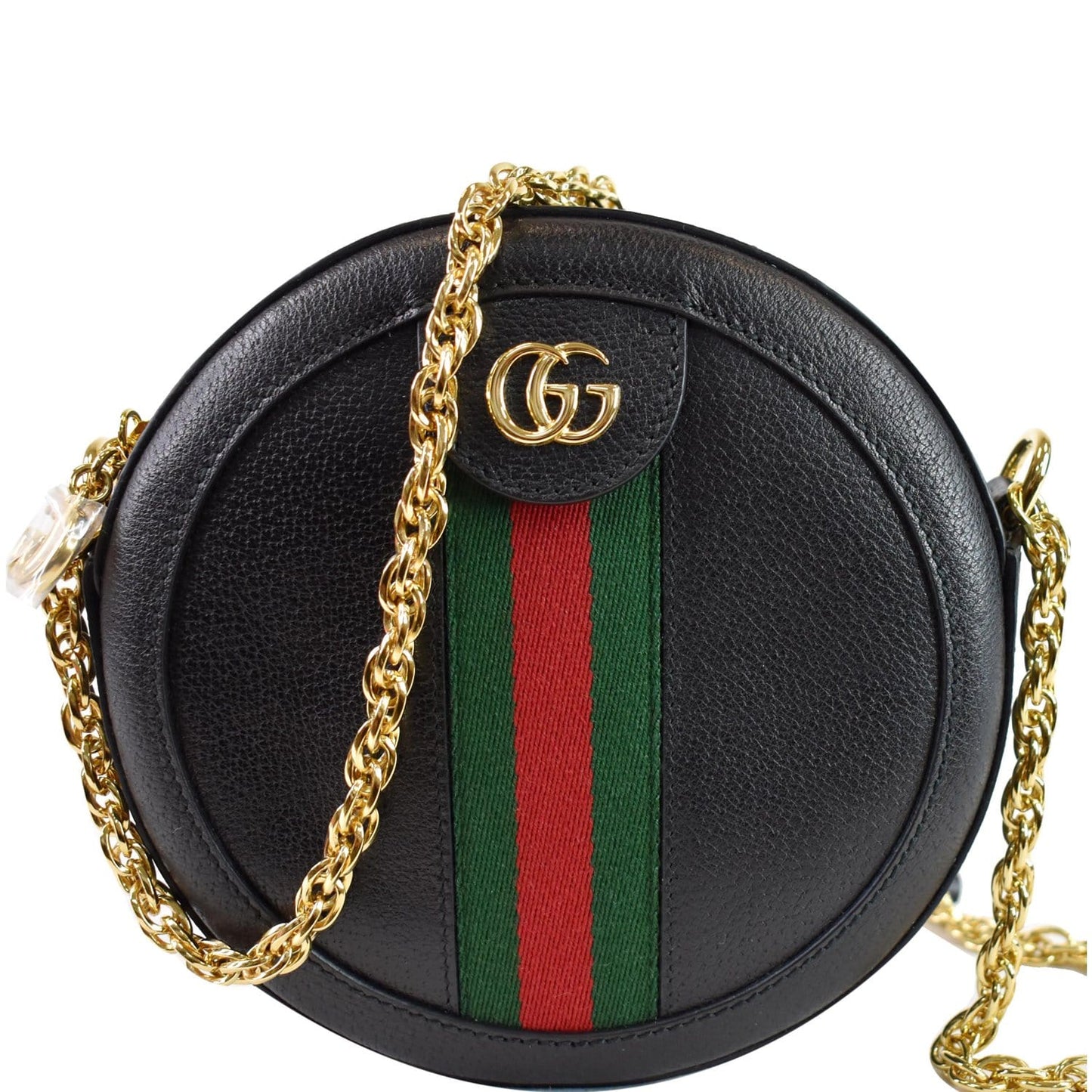 Gucci Ophidia Round Web Crossbody Bag Leather Black Black 550618