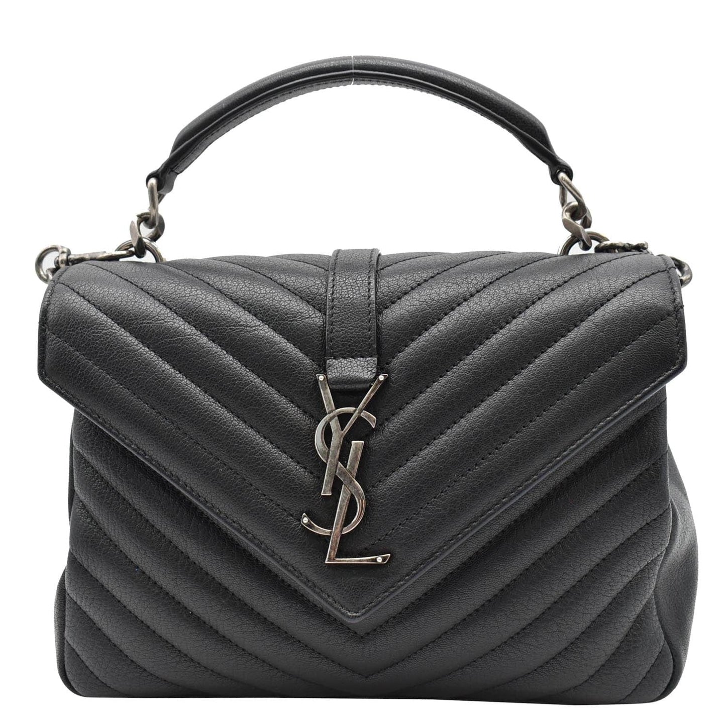YSL Saint Laurent Saint College Medium Chevron Crossbody Bag Leather Monogram