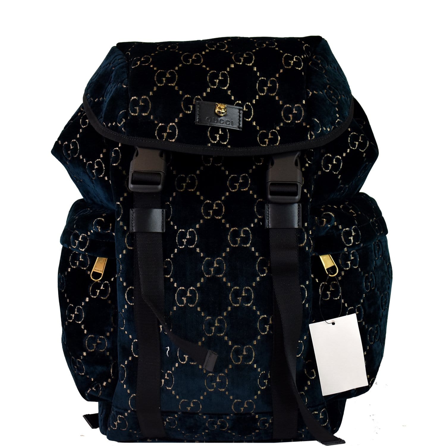 Gucci Velvet Classic Backpack Dark Monogram Blue