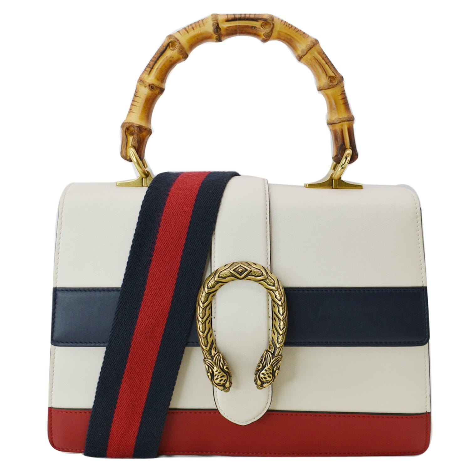 Gucci Dionysus Bamboo Top Handle Shoulder Bag Off Leather White