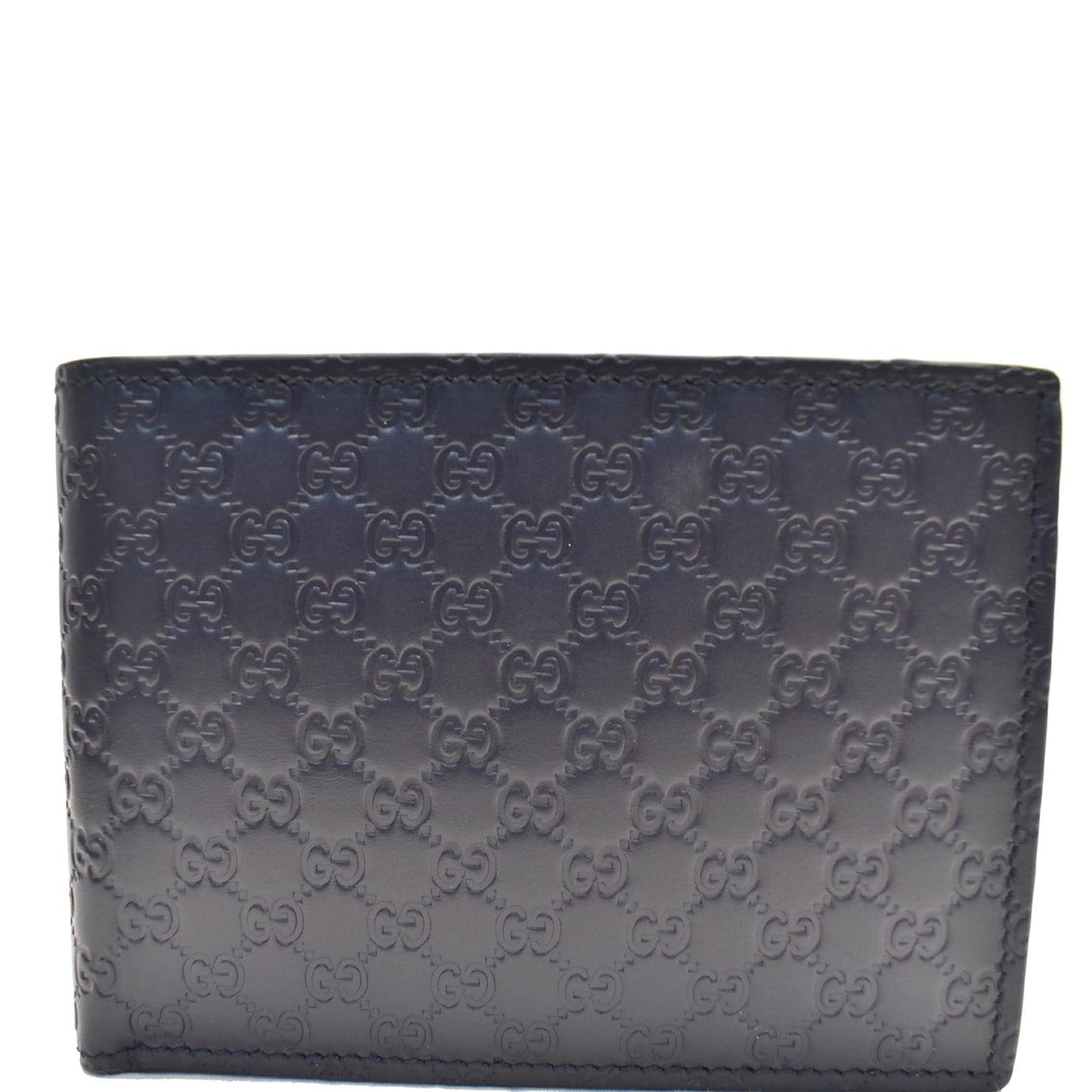 Gucci Micro ssima Bi Fold Wallet Clutch Bag Leather Black