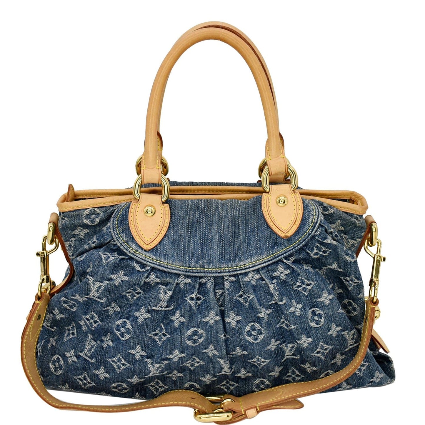 Louis Cabby Mm Shoulder Bag Denim Monogram