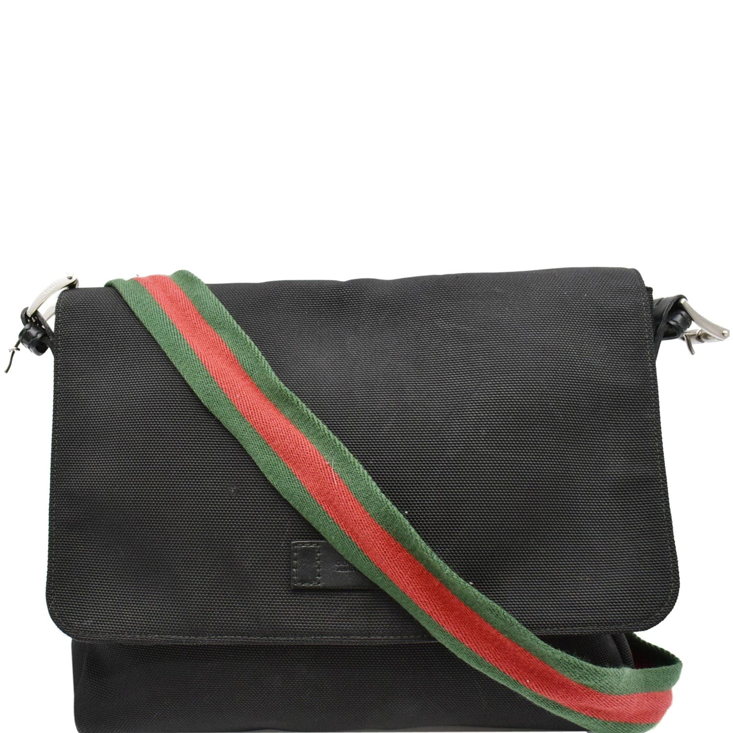 Gucci Techno Large Web Messenger Bag Canvas Nylon Crossbody Bag