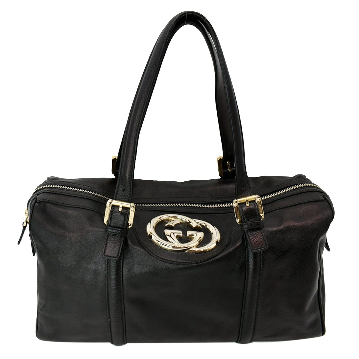 Gucci Britt Satchel Bag Leather Black Travel Bag