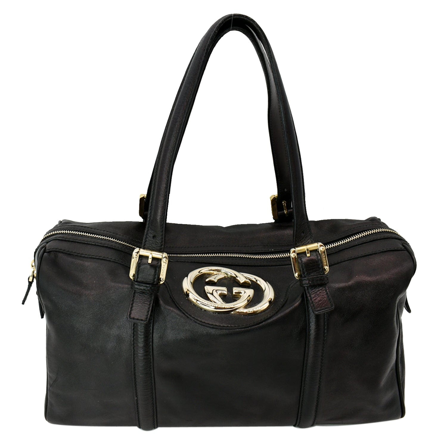 Gucci Britt Satchel Bag Leather Black Travel Bag