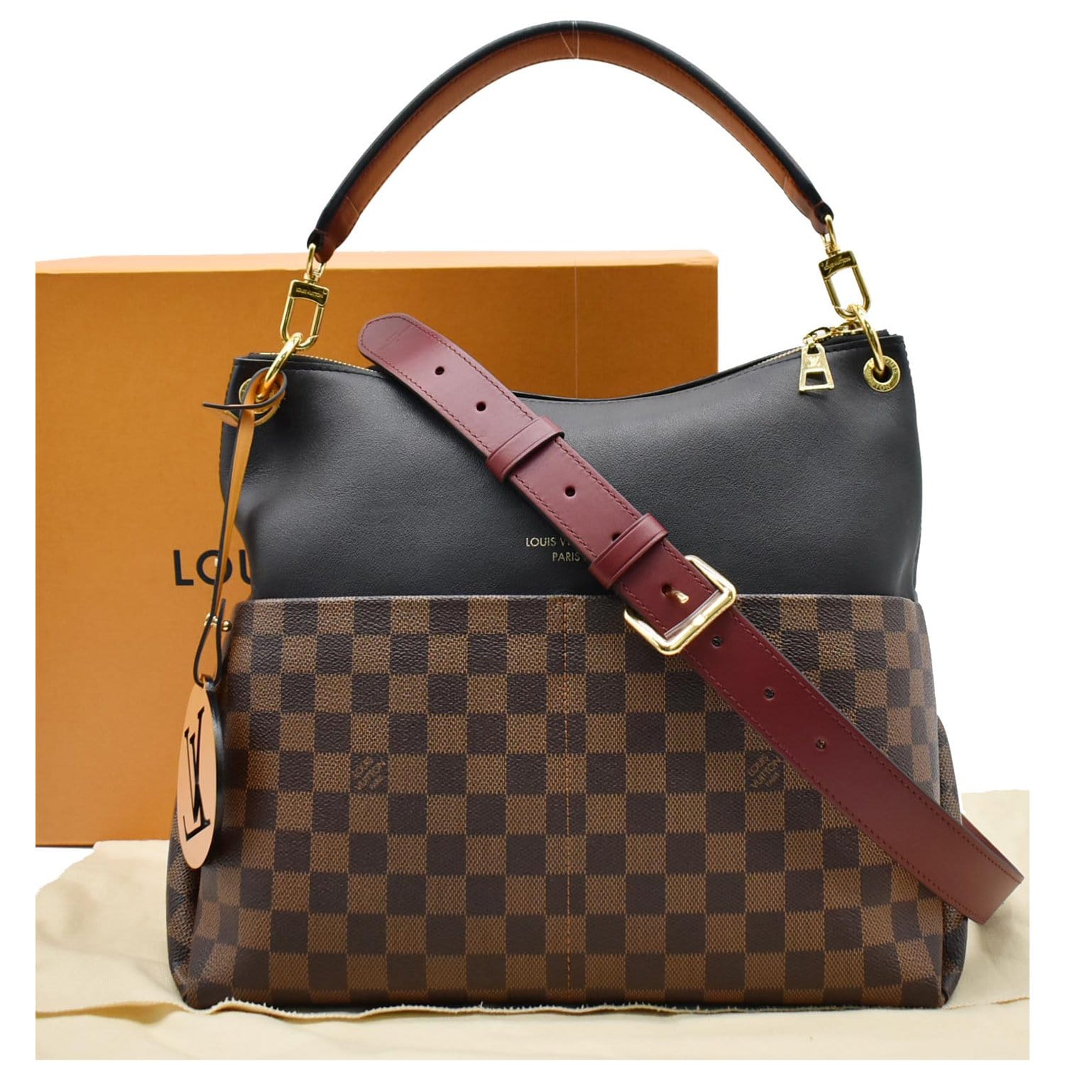 Louis Maida Damier Ebene Hobo Shoulder Bag