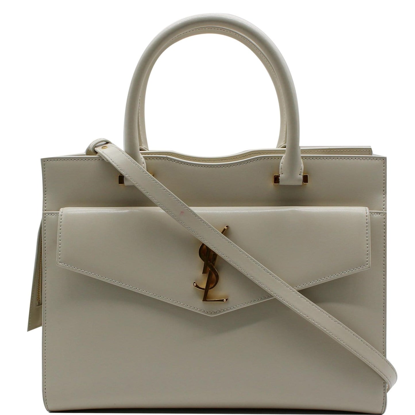 YSL Saint Laurent Saint Uptown Tote Bag Leather White