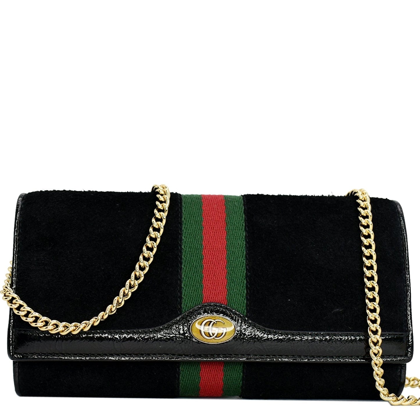 Gucci Ophidia New Rep Web Wallet On Chain Leather Suede Crossbody Bag