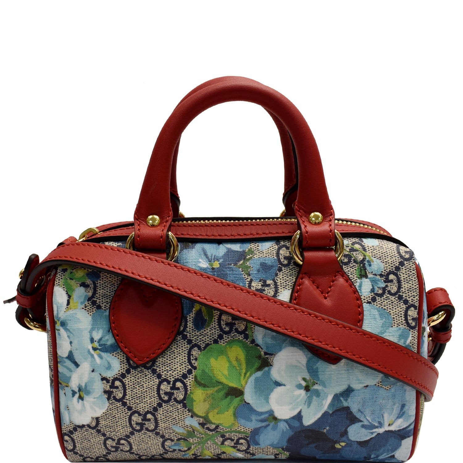 Gucci Blooms Supreme Top Handle Crossbody Bag Canvas Red