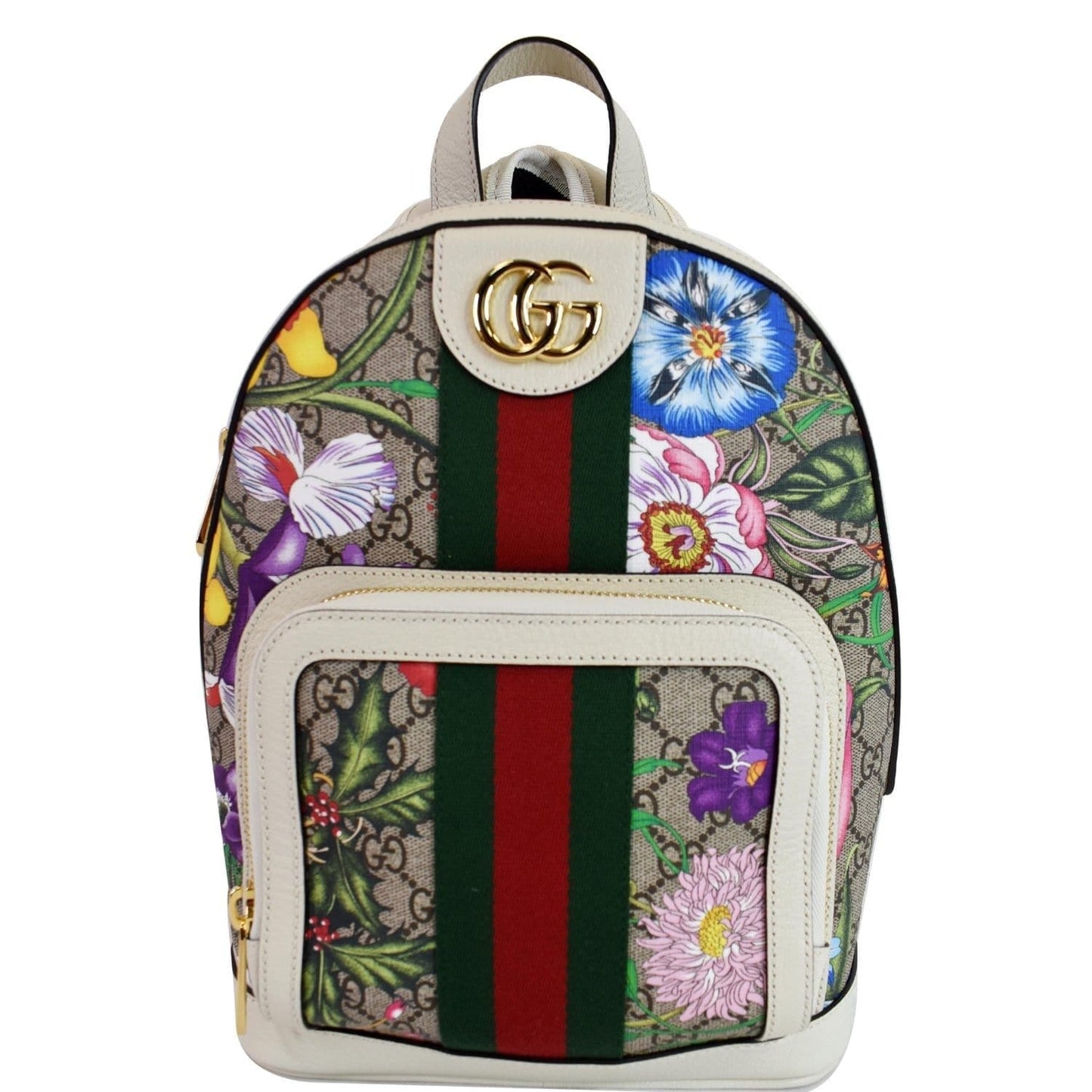 Gucci Ophidia Flora Supreme Backpack Bag Off Canvas Beige