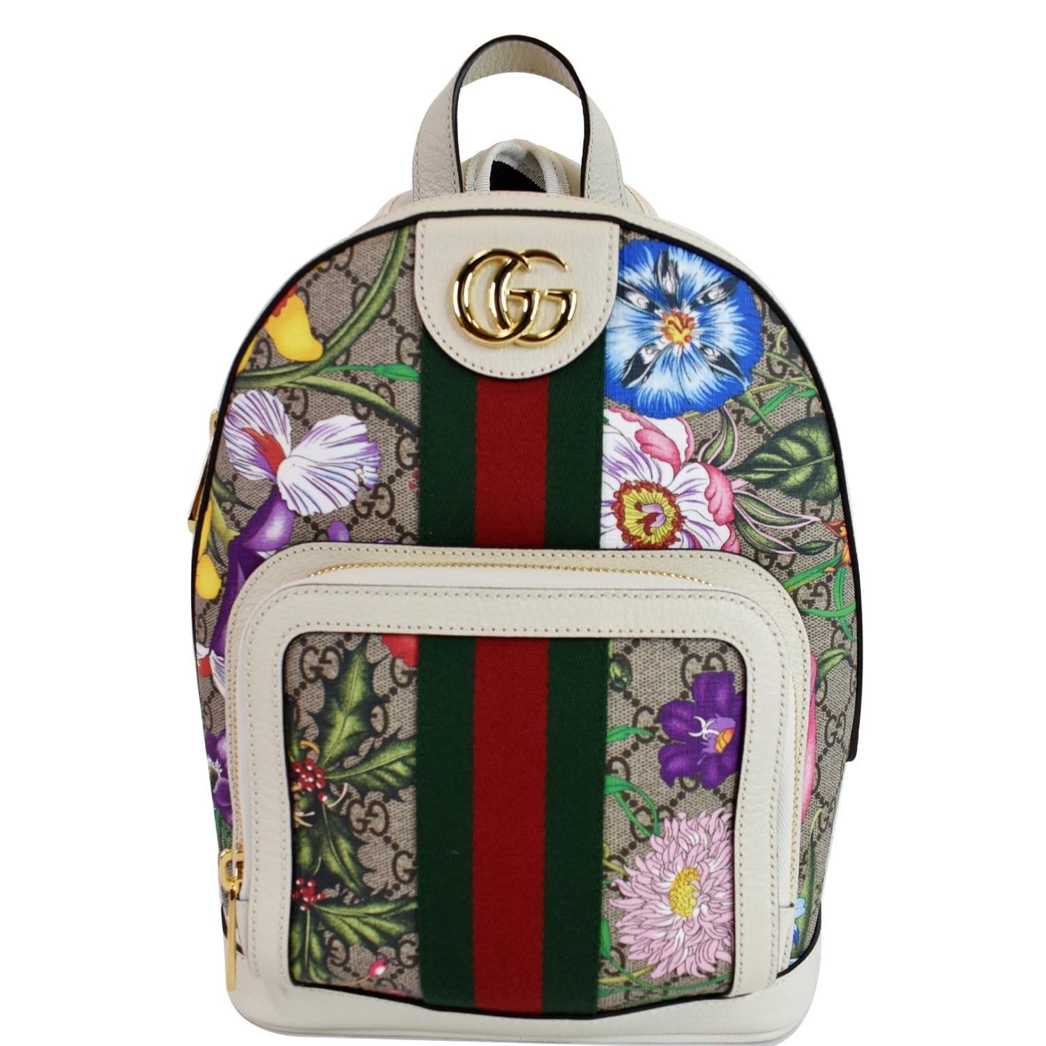 Gucci Ophidia Flora Supreme Backpack Bag Off Canvas Beige