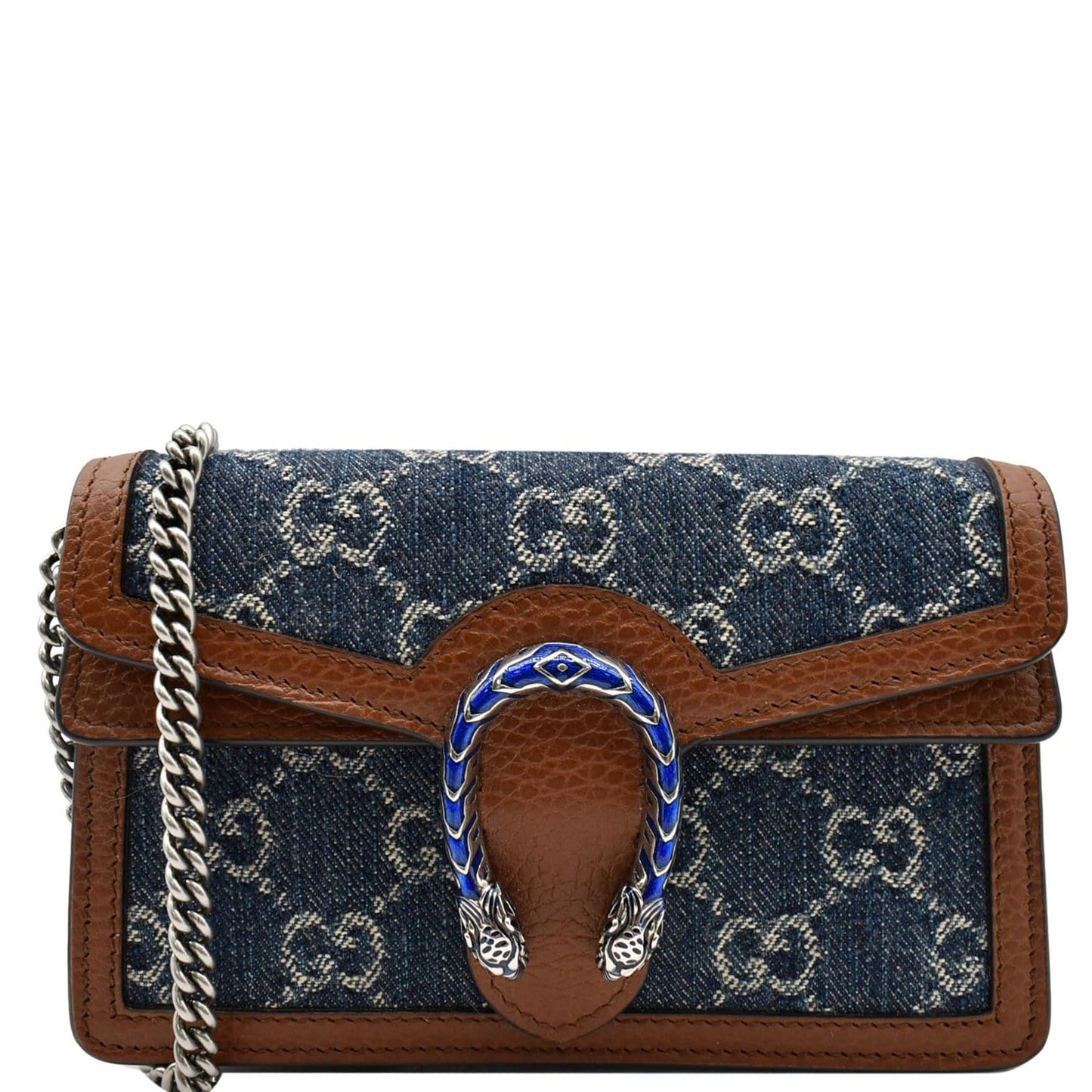 Gucci Dionysus Super Jacquard Chain Shoulder Bag Dark Denim Blue