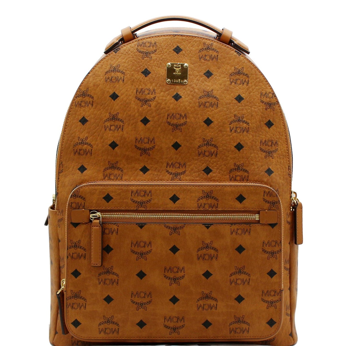 MCM Stark Classic Visetos Backpack Bag Cognac Canvas