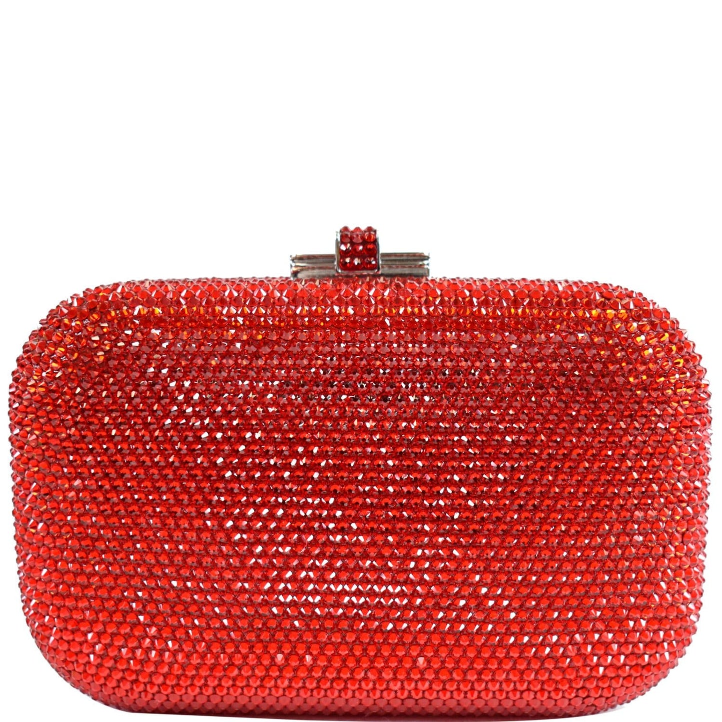 Slide Lock Crystal Clutch Bag Red Chain