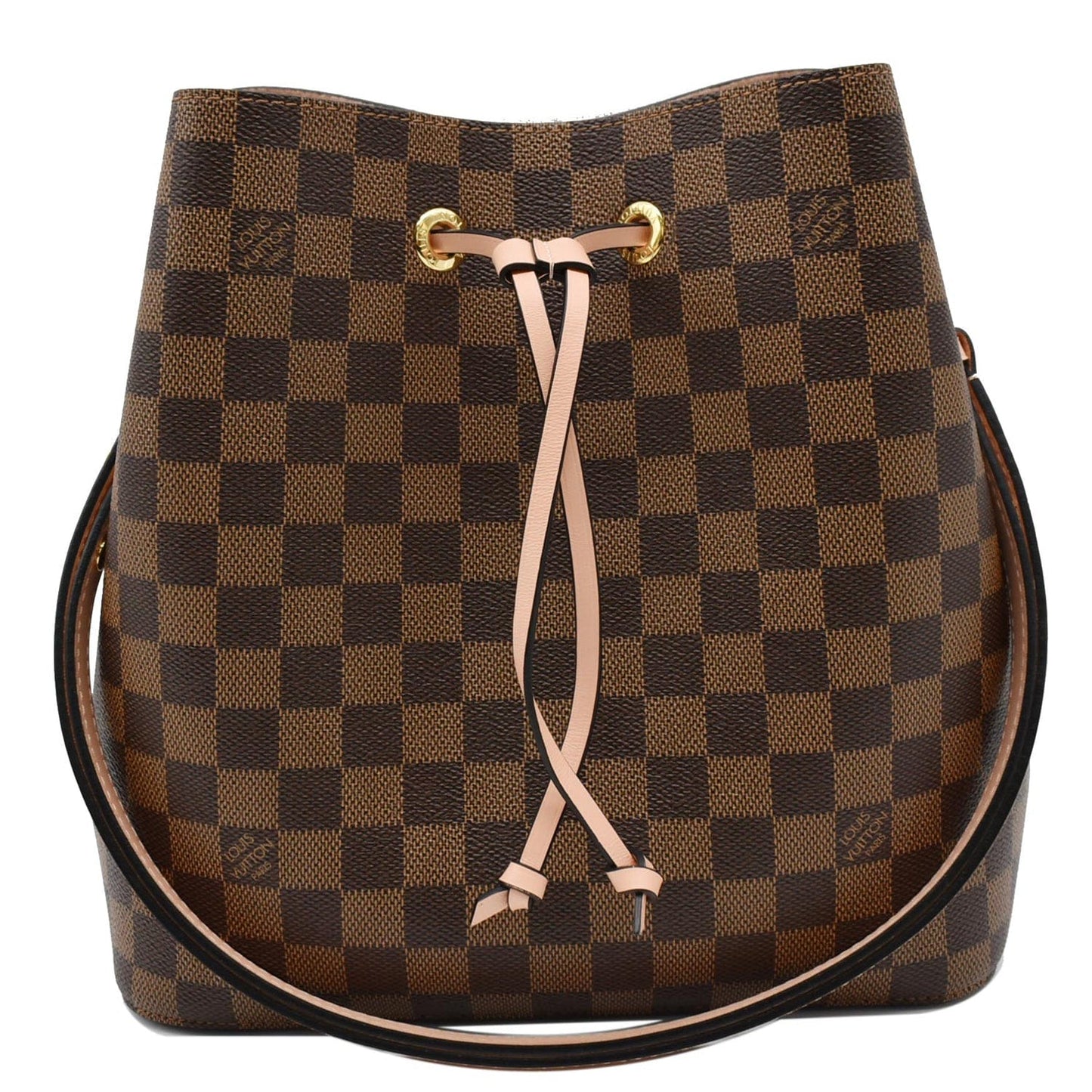 Louis Neonoe Mm Damier Ebene Shoulder Bag Pink