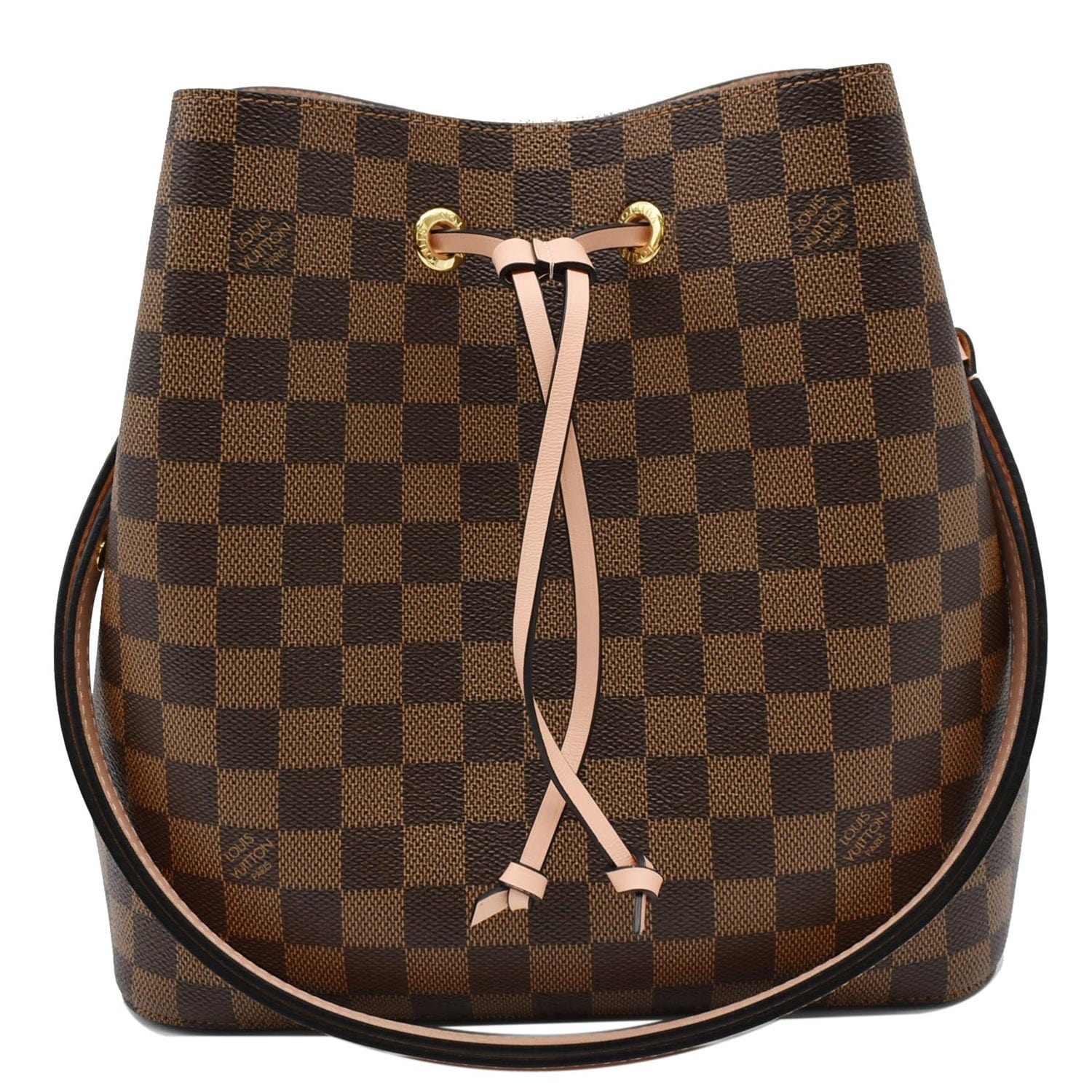 Louis Neonoe Mm Damier Ebene Shoulder Bag Pink