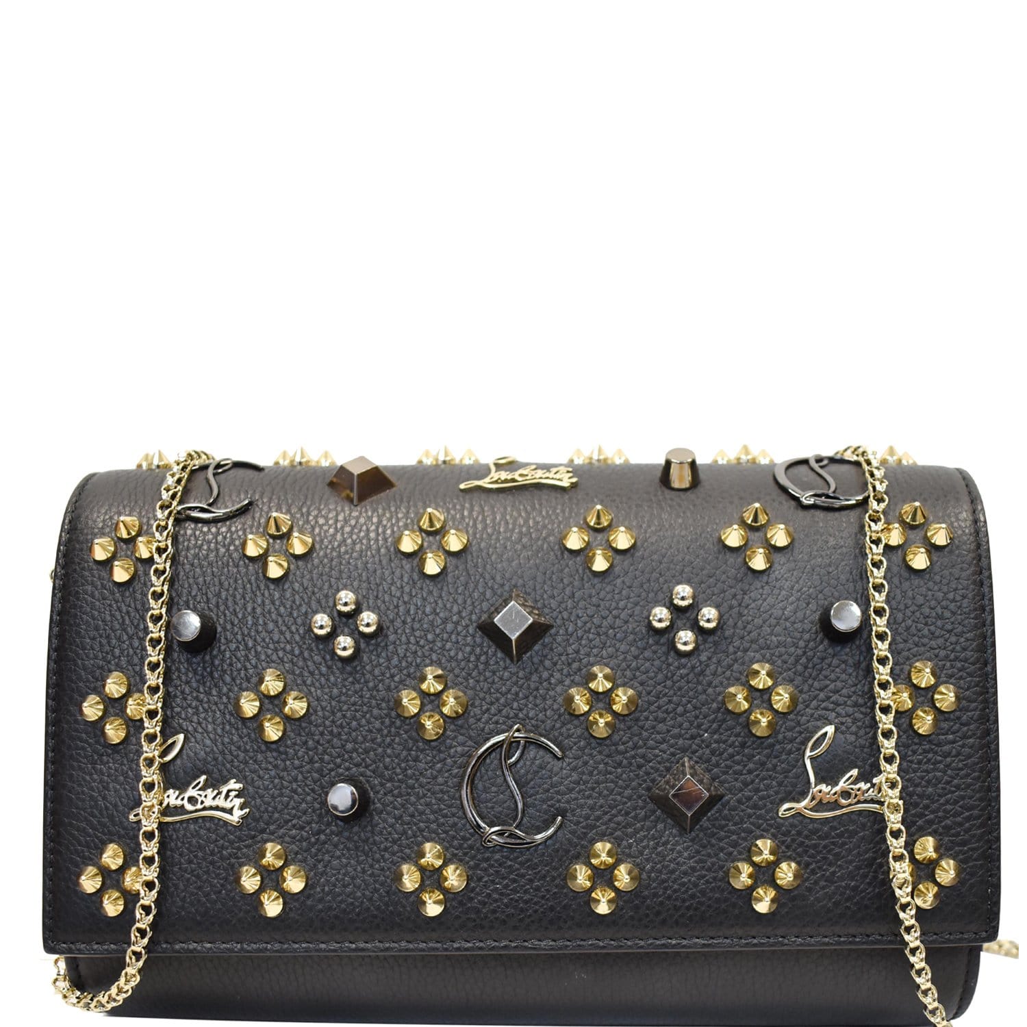 Paloma Embellished Clutch Bag Leather Black Shoulder Bag
