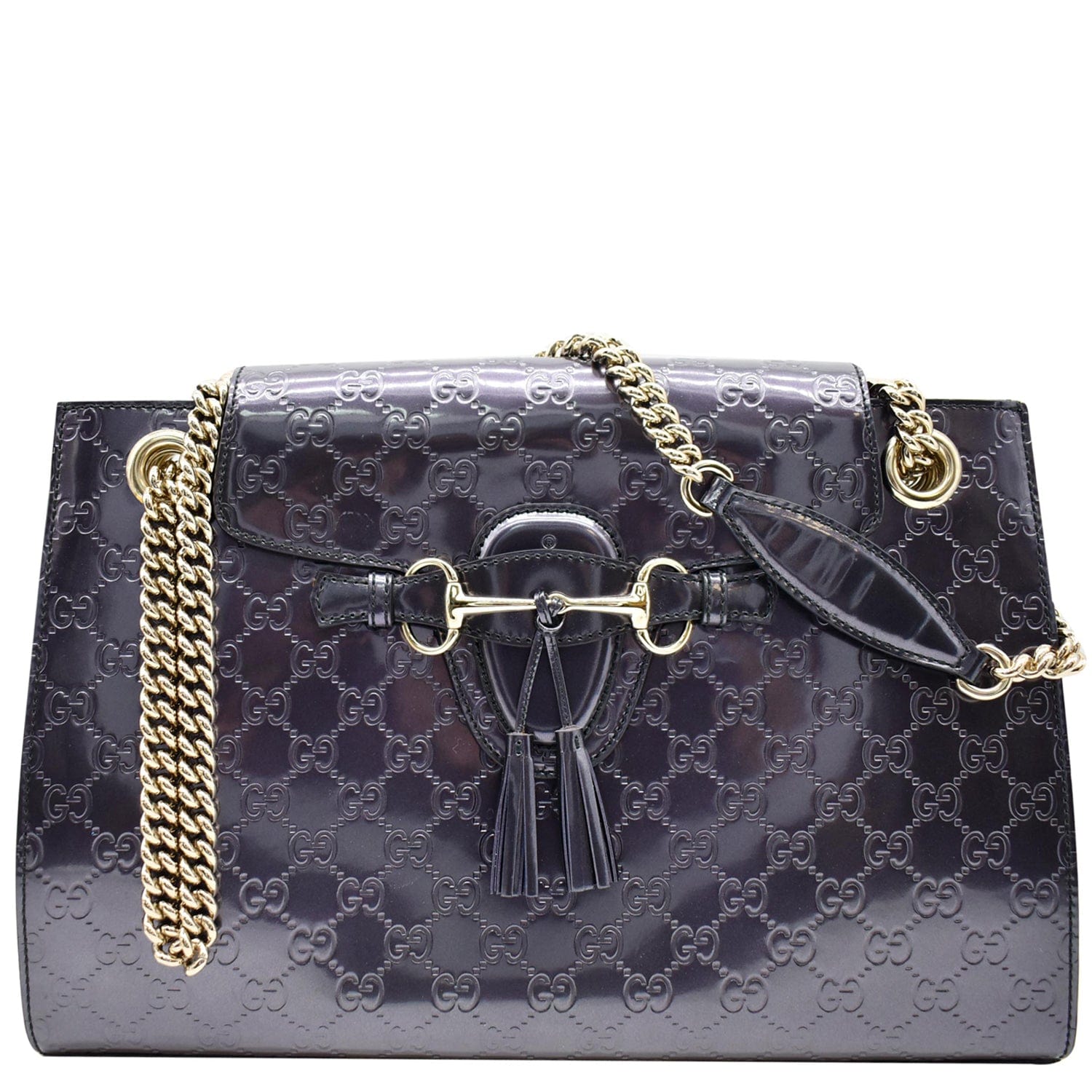 Gucci Emily ssima New Rep Shoulder Bag Dark Leather Large