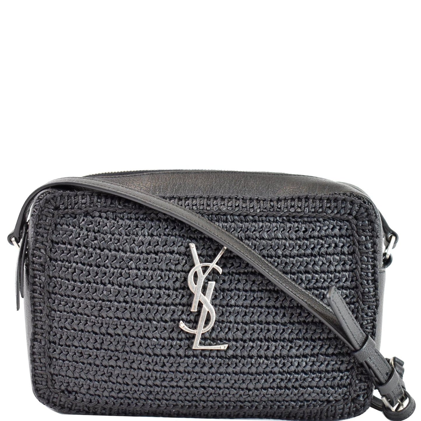 YSL Saint Laurent Saint Lou Camera Crossbody Bag Canvas Raffia