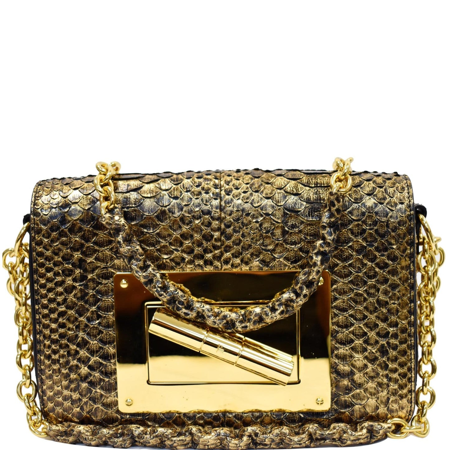 Tom Ford Natalia Turnlock Shoulder Bag Antique Gold Medium