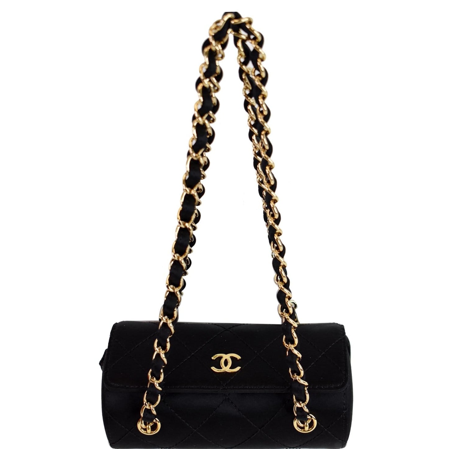 Chanel Sac Divers Baguette Bag Satin Quilted Shoulder Bag