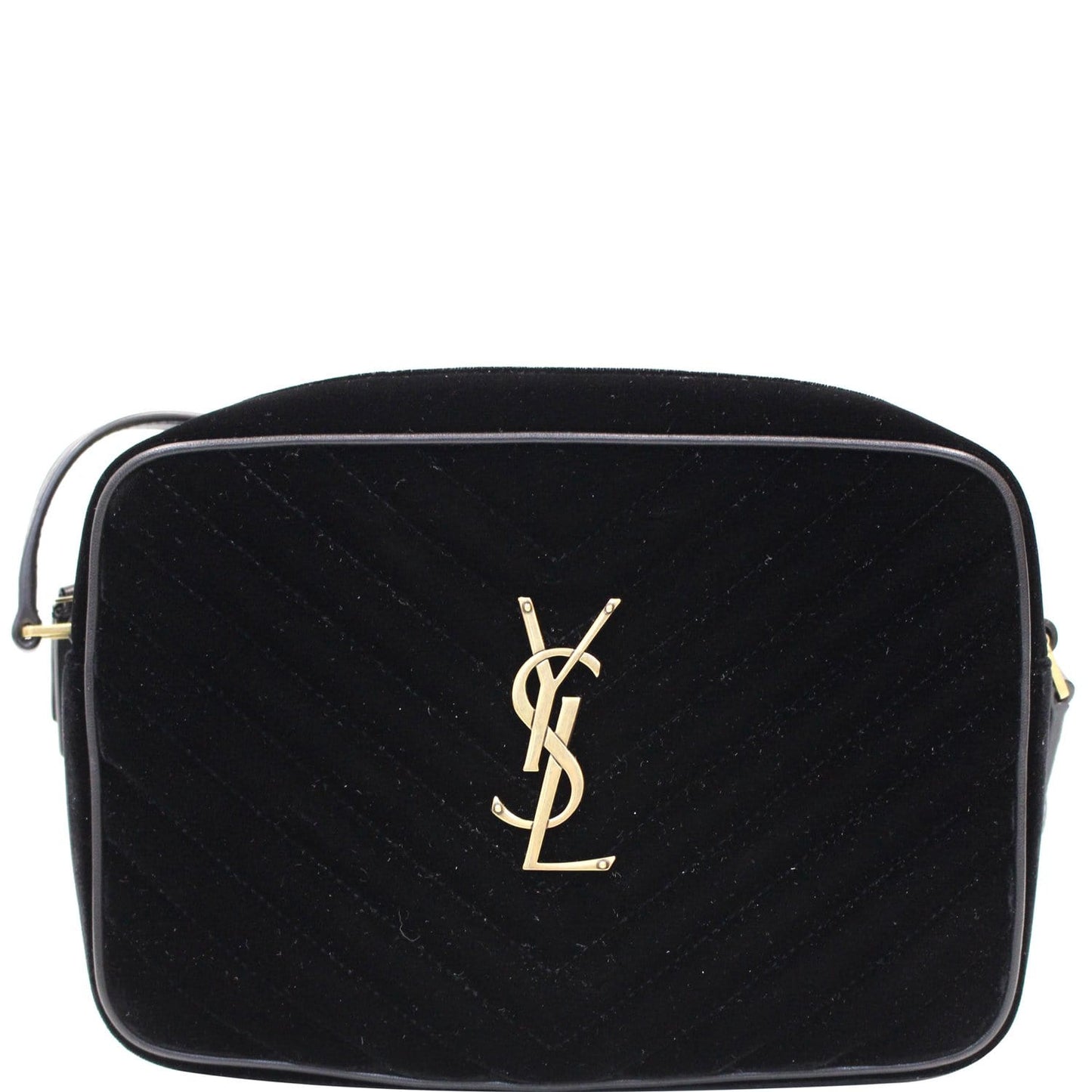 YSL Saint Laurent Saint Camera Velvet Crossbody Bag Black