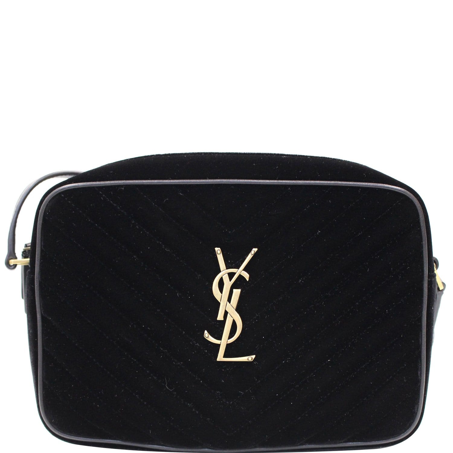 YSL Saint Laurent Saint Camera Velvet Crossbody Bag Black