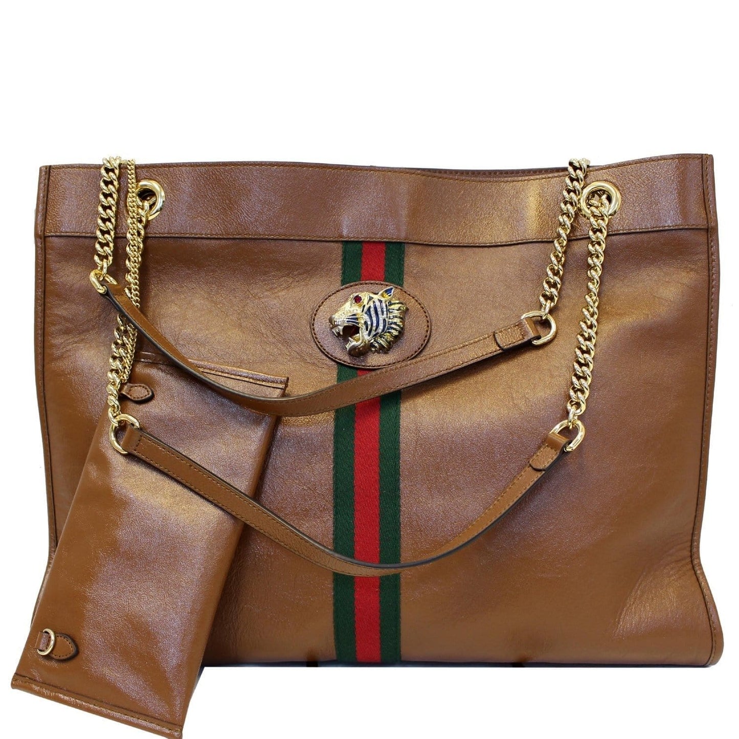 Gucci Rajah Tote Shoulder Bag Leather Brown