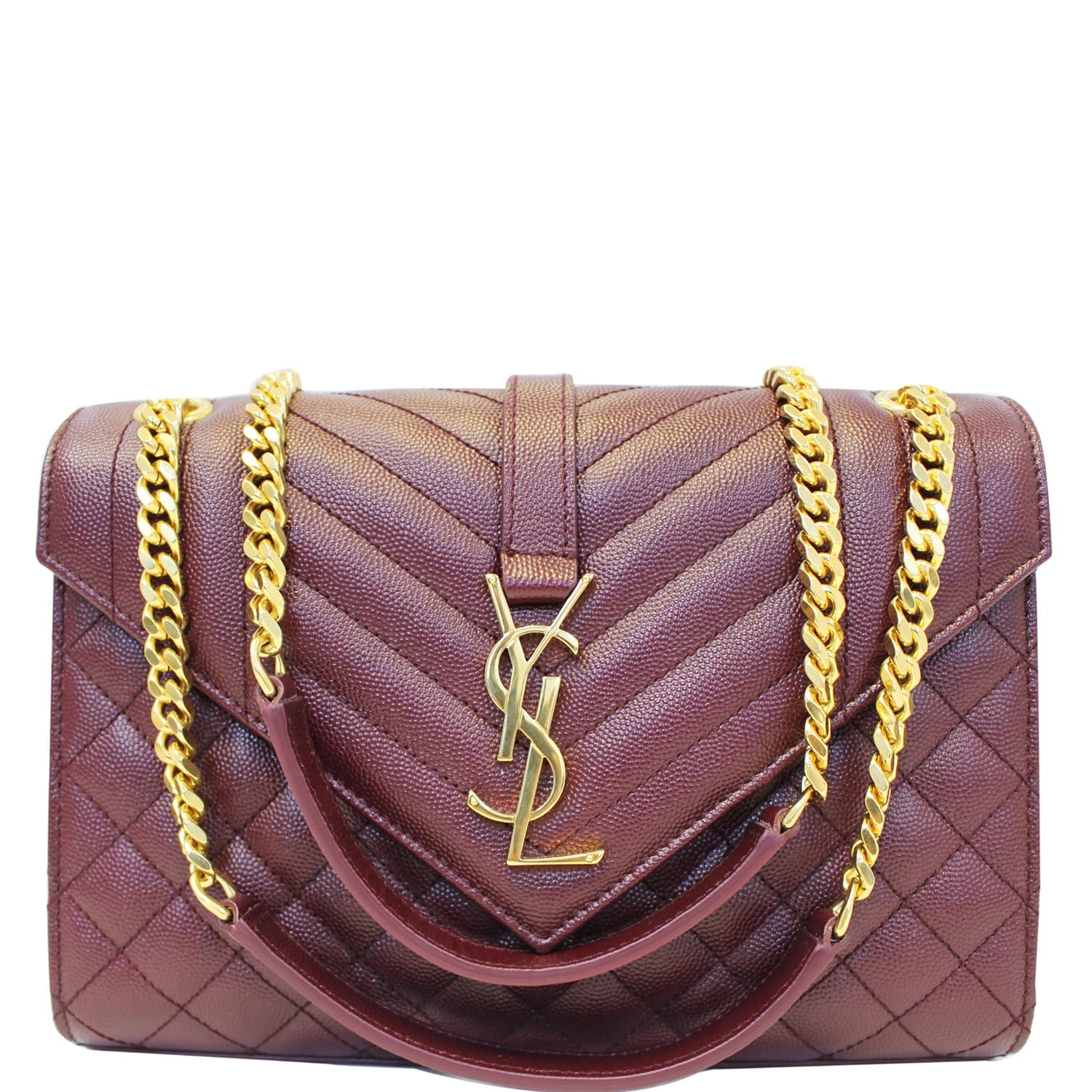 YSL Saint Laurent Saint Laurent Envelope Shoulder Bag Burgundy Medium Chain