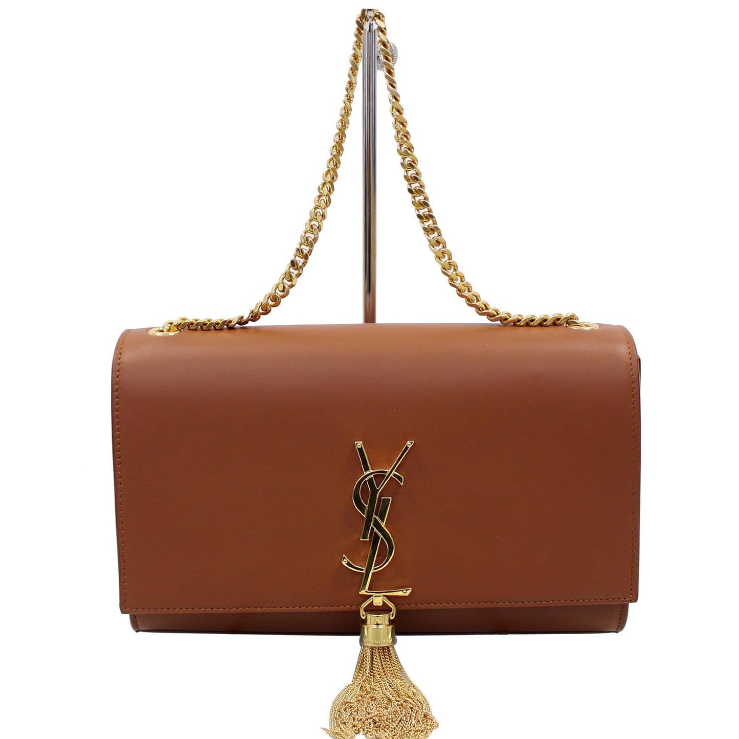YSL Saint Laurent Saint Kate Grain De Poudre Shoulder Bag Leather Brown