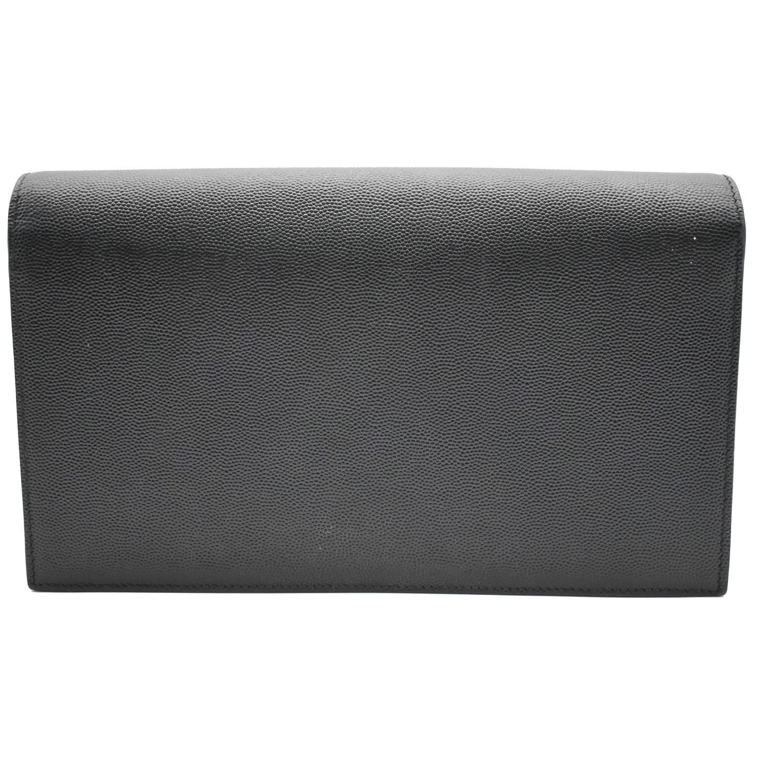 YSL Saint Laurent Saint Kate Pebbled Clutch Wallet Leather Black Clutch Bag