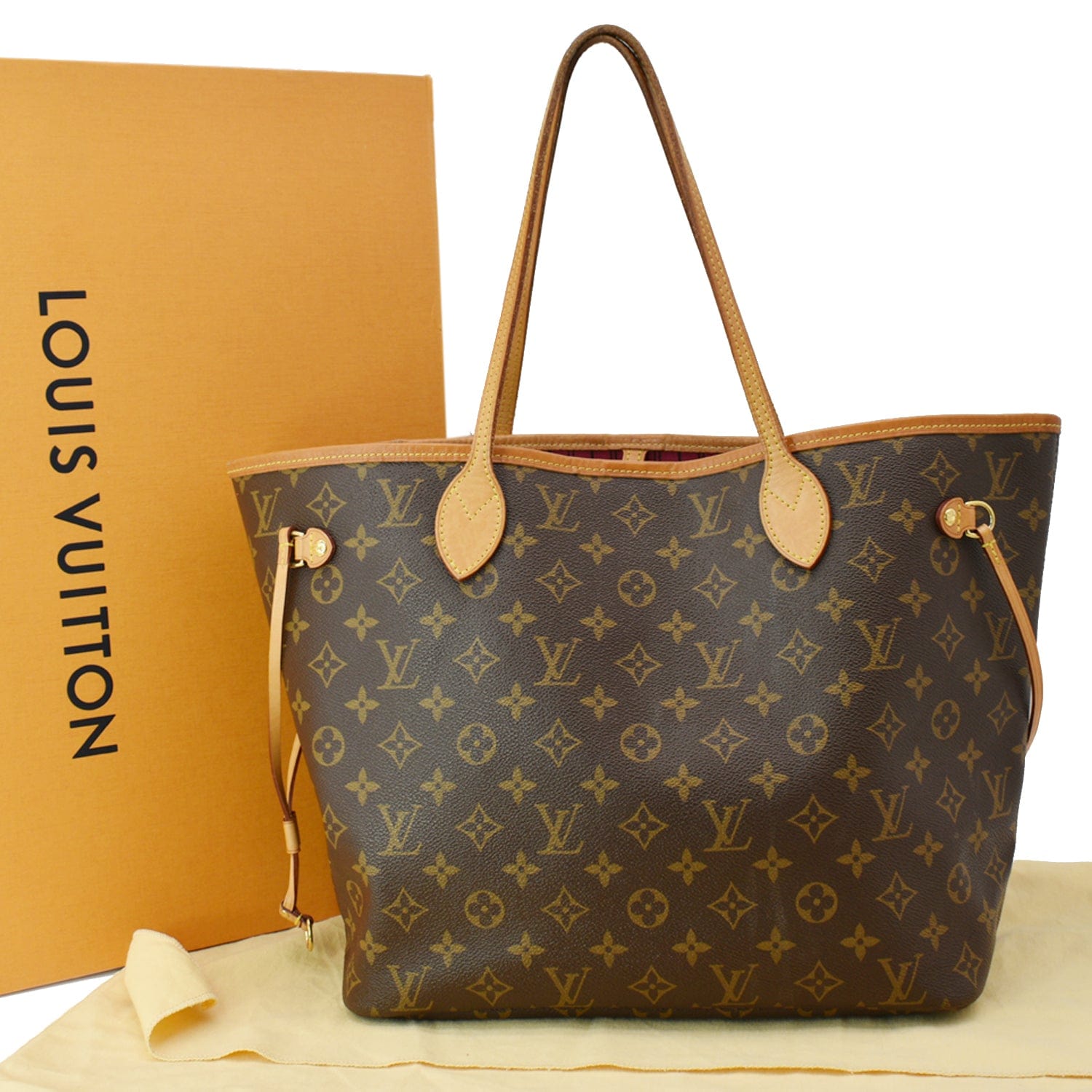 Louis Neverfull Mm Tote Shoulder Bag Fuchsia Canvas Monogram