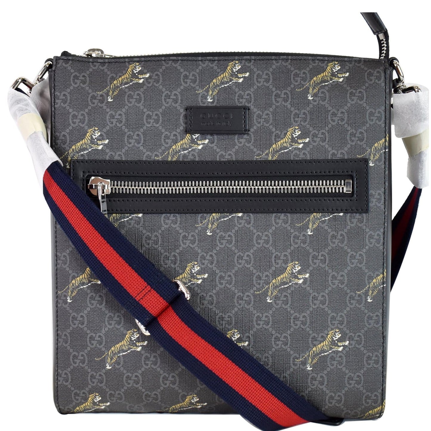 Gucci Bestiary Tigers Supreme Square Messenger Bag Black Crossbody Bag Black 474137