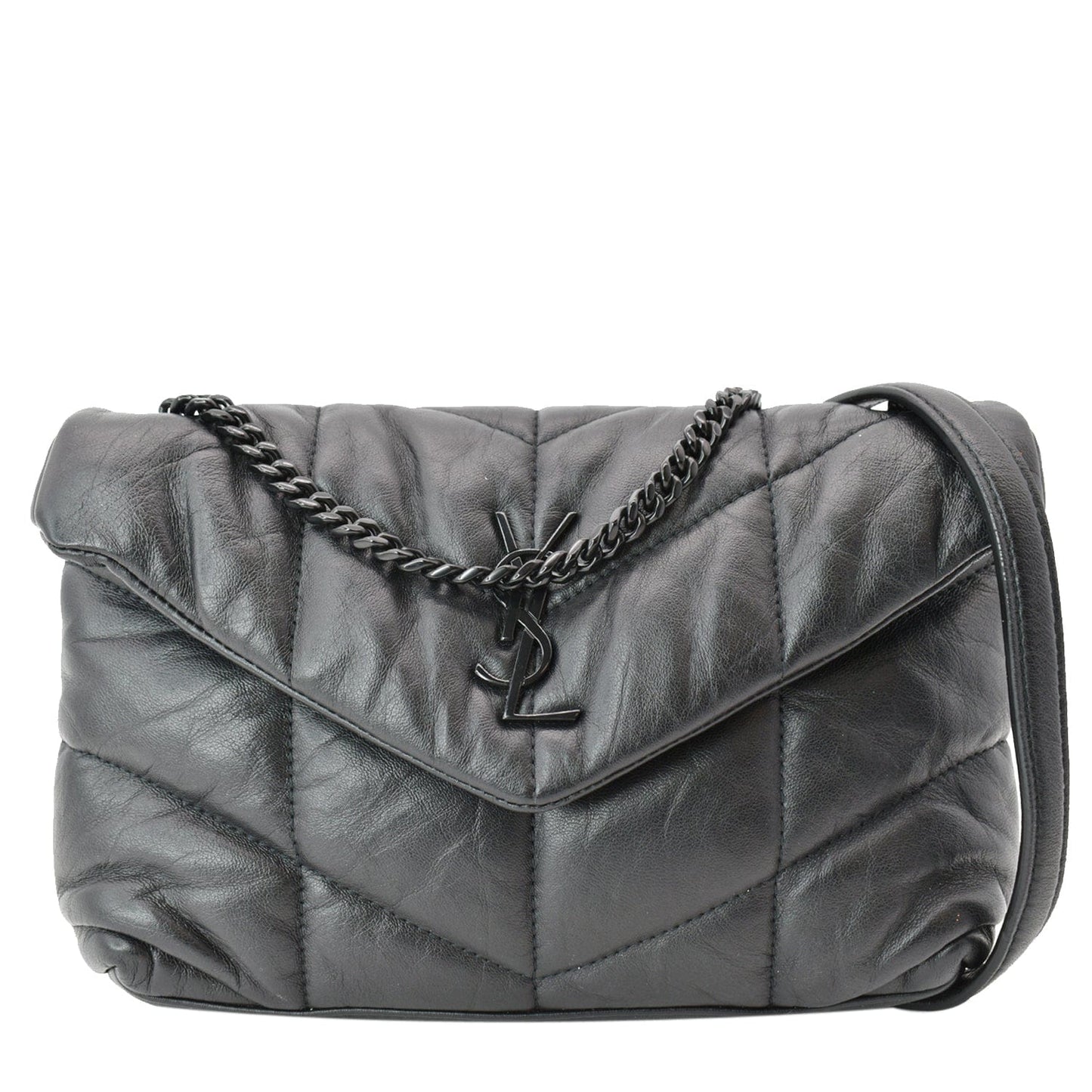 YSL Saint Laurent Saint Small Loulou Puffer Lambskin Crossbody Bag Leather Quilted Bag Black